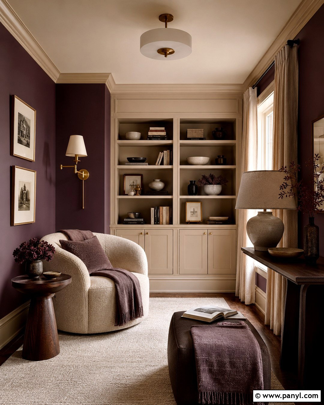 Plum And Soft Beige Wall Color Combination - 20 Interior Wall Color Combination Ideas