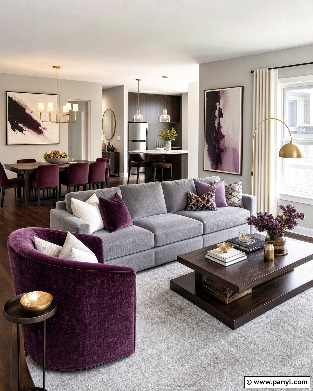 Plum And Soft Gray Apartment Color Scheme - 20 apartment color schemes