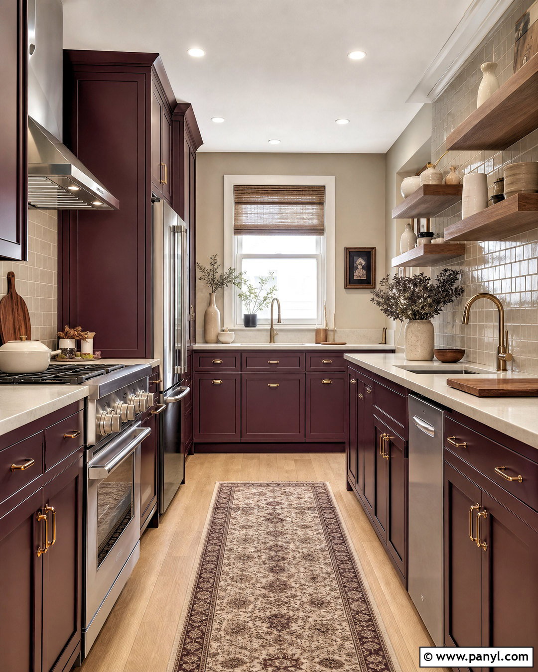 Plum And Soft Gray Small Kitchen - 20 small kitchen colors schemes