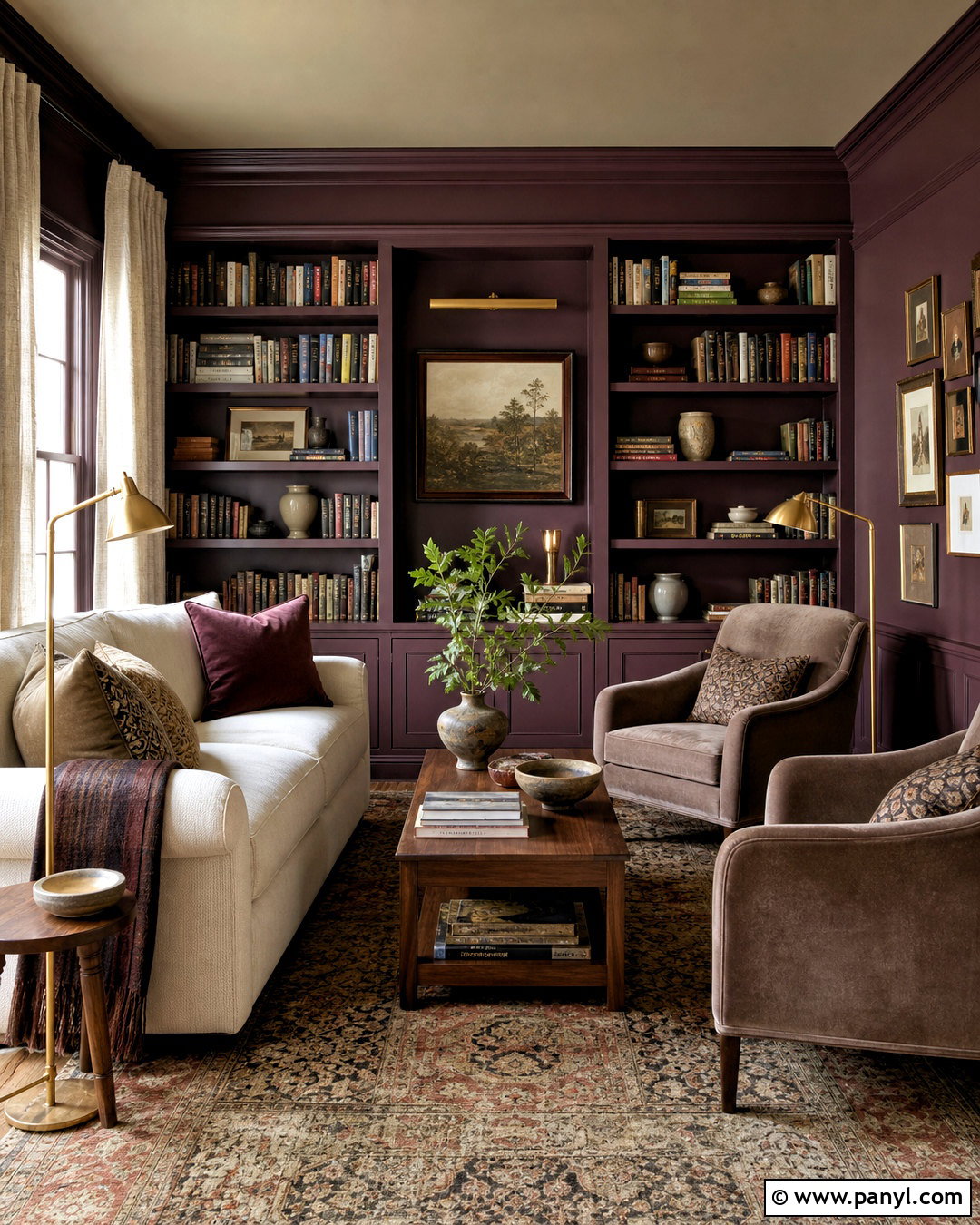 Plum And Taupe Reading Room Color Scheme - 20 home colour design ideas