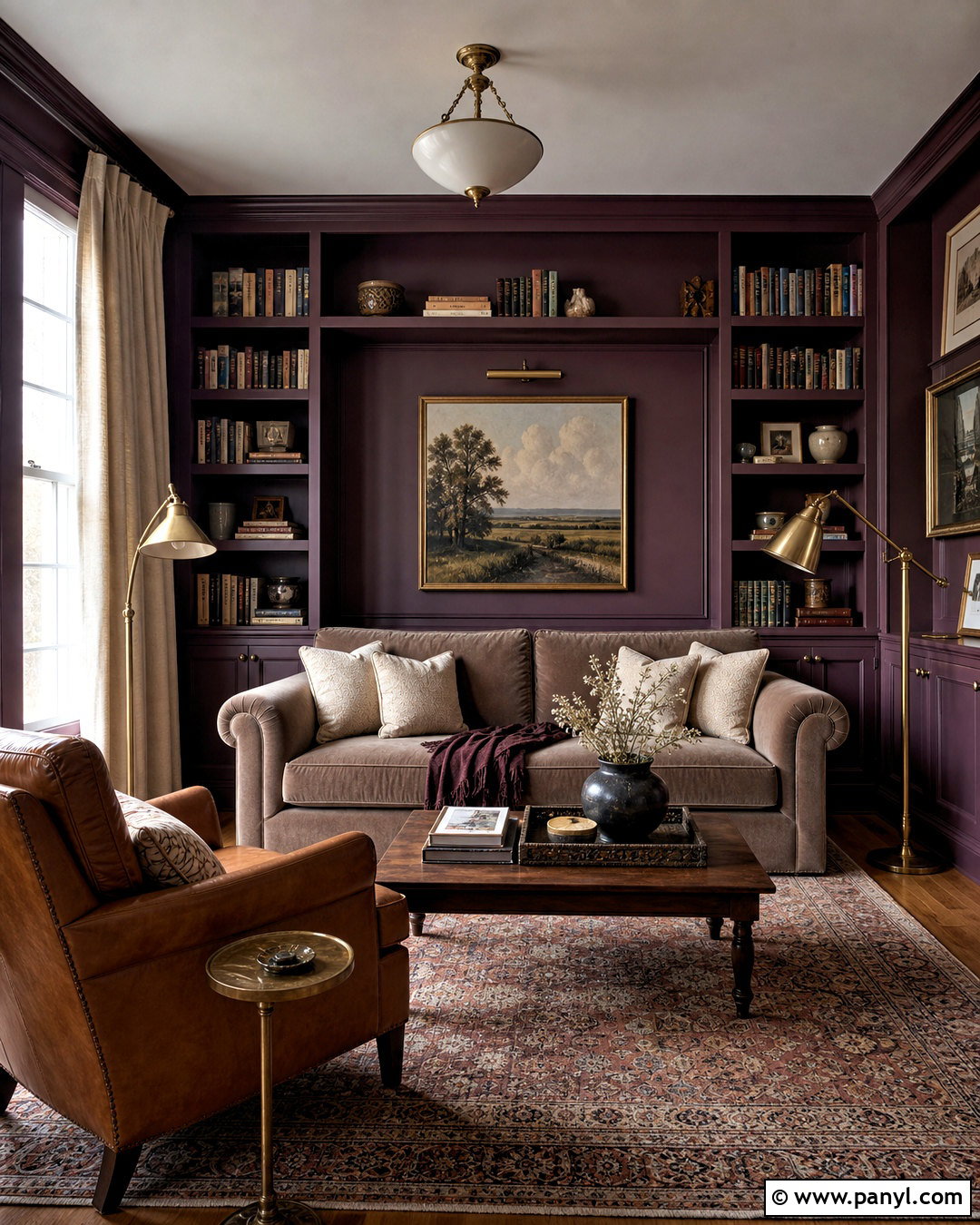 Plum And Taupe Reading Room - 20 room color design ideas