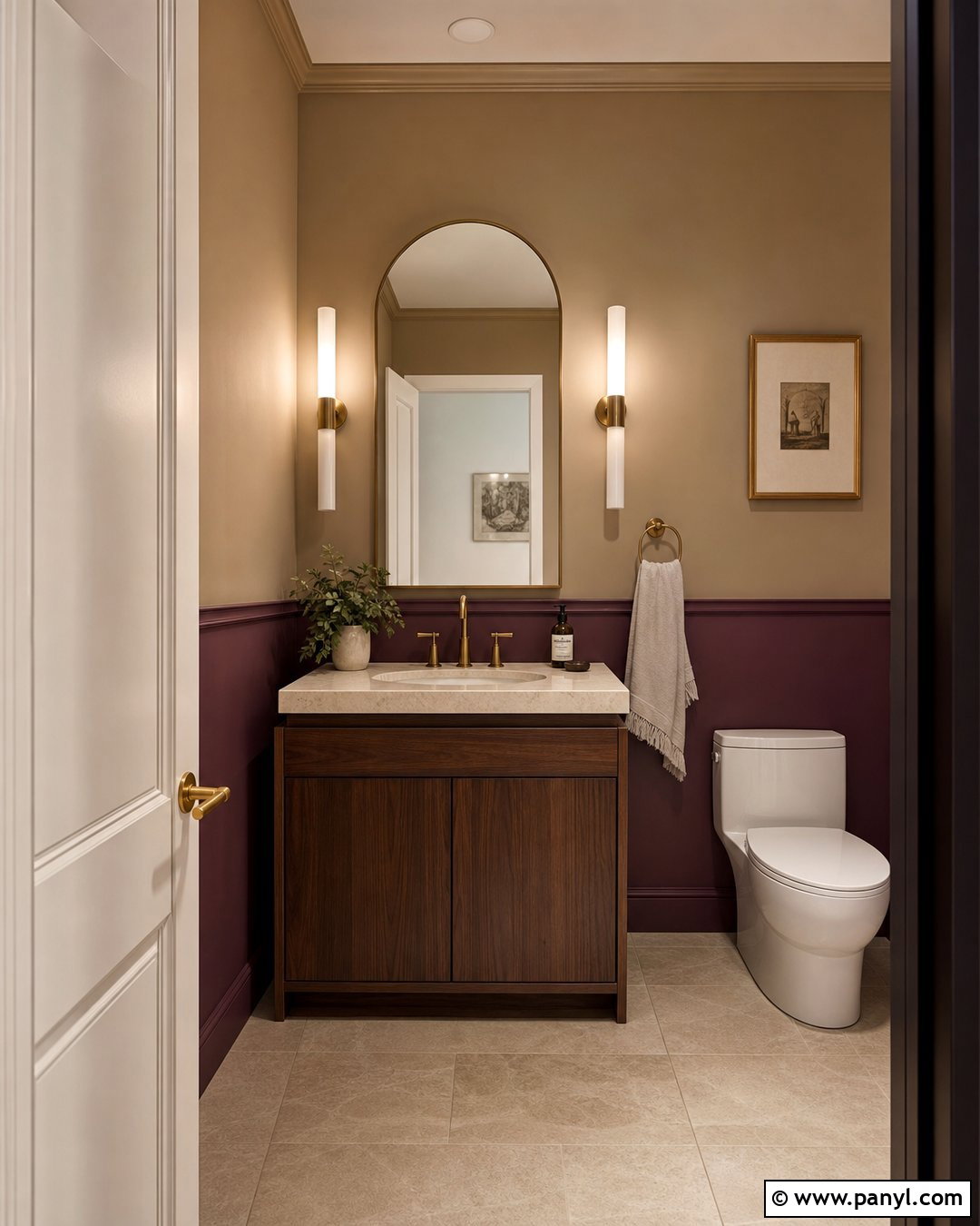 Plum And Taupe Two Tone Wall - 35 2 Tone Wall Paint Ideas