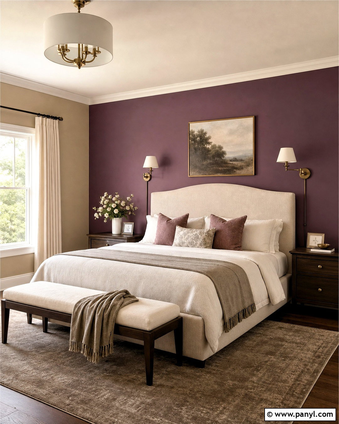 Plum And Warm Beige Wall Combination - 20 wall painting colour combination ideas