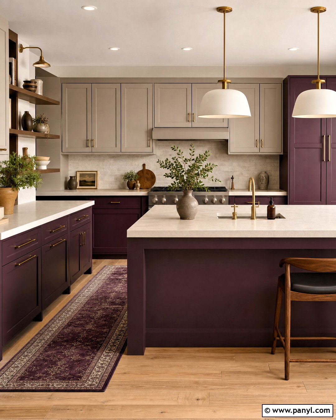 Plum And Warm Gray Kitchen Color Combination - 20 kitchen colour combination ideas