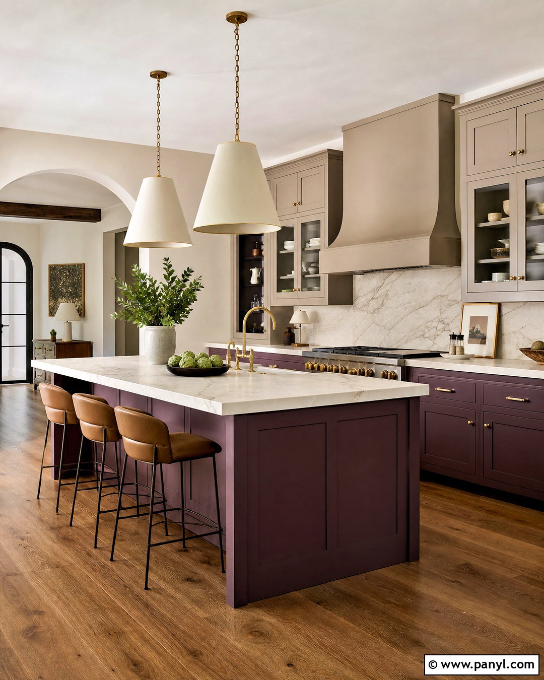 Plum And Warm Stone Kitchen Color Scheme - 20 kitchen ideas color schemes