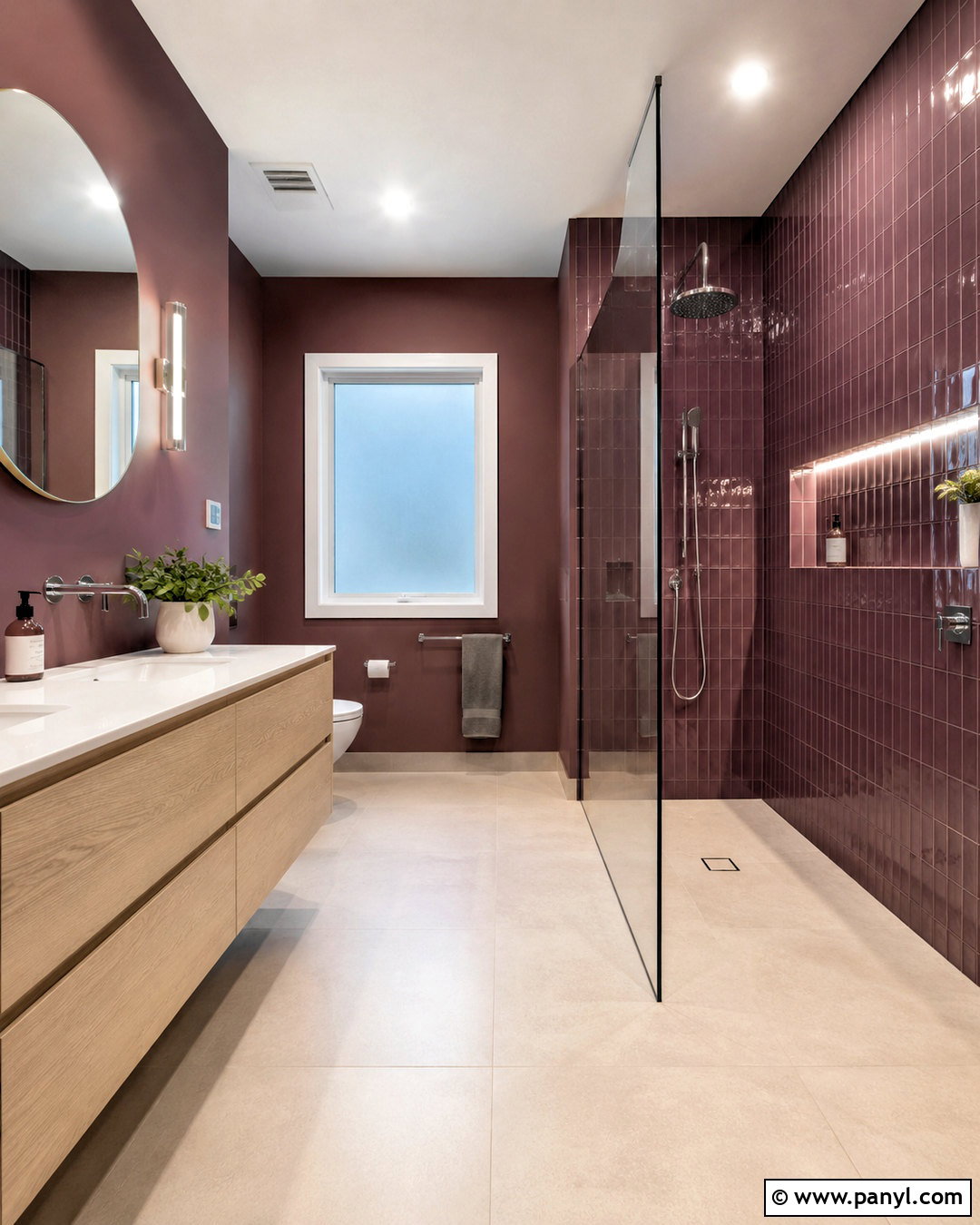 Plum Bathroom With Walk-In Shower - 20 plum bathroom ideas
