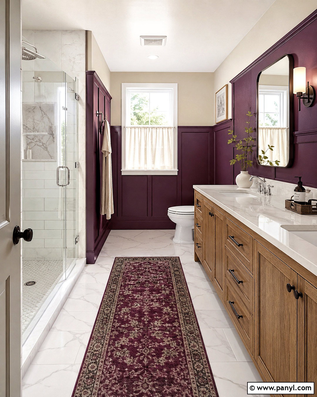 Plum Bathroom With Wall Paneling - 20 plum bathroom ideas