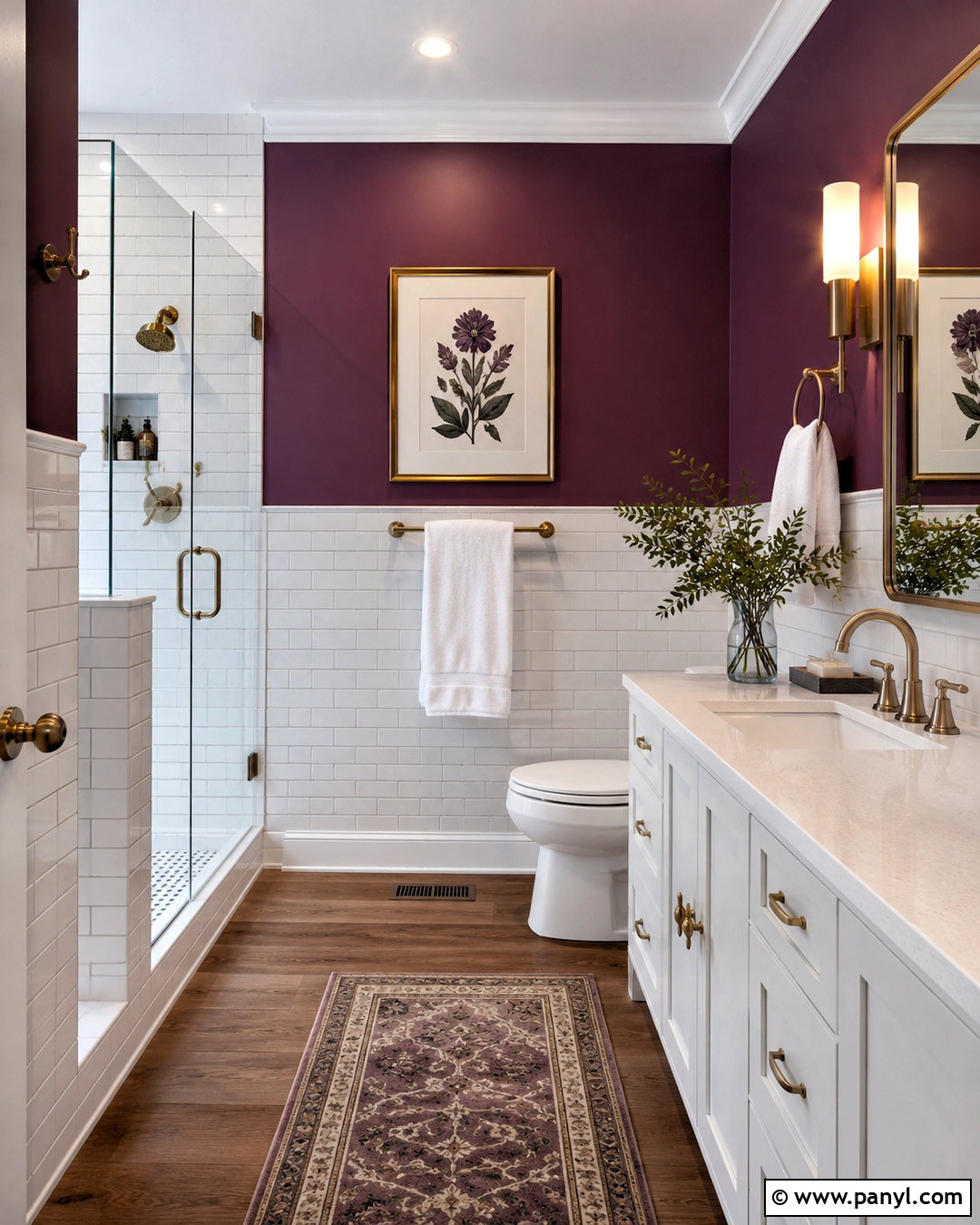 Plum Bathroom With White Subway Tile - 20 plum bathroom ideas