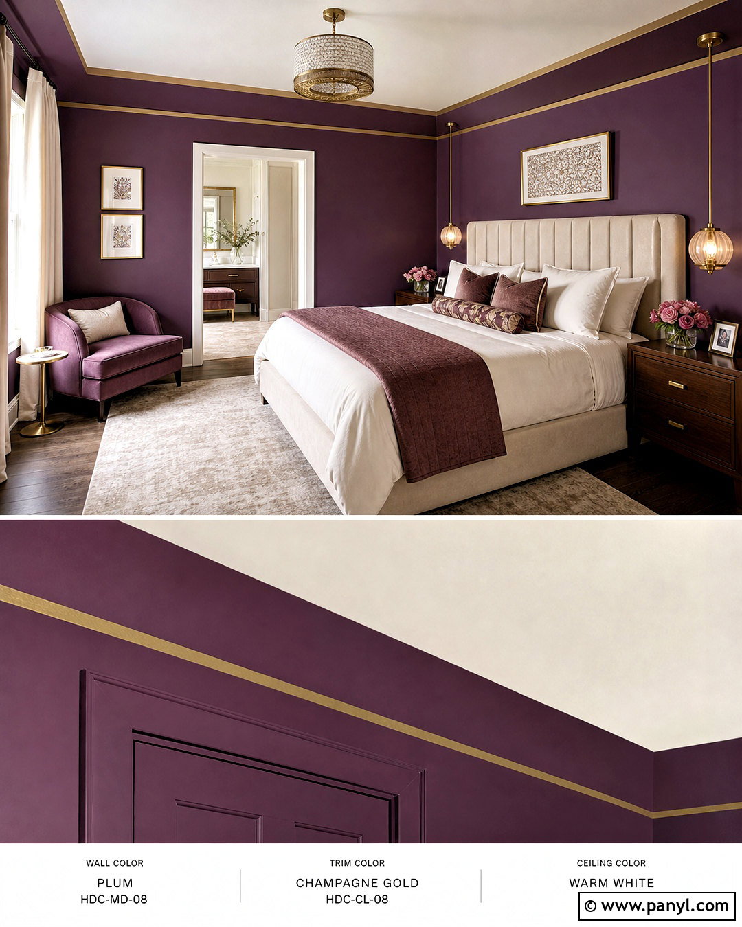 Plum Bedroom Wall With Painted Ceiling Border - 20 royal paint wall design for bedroom ideas