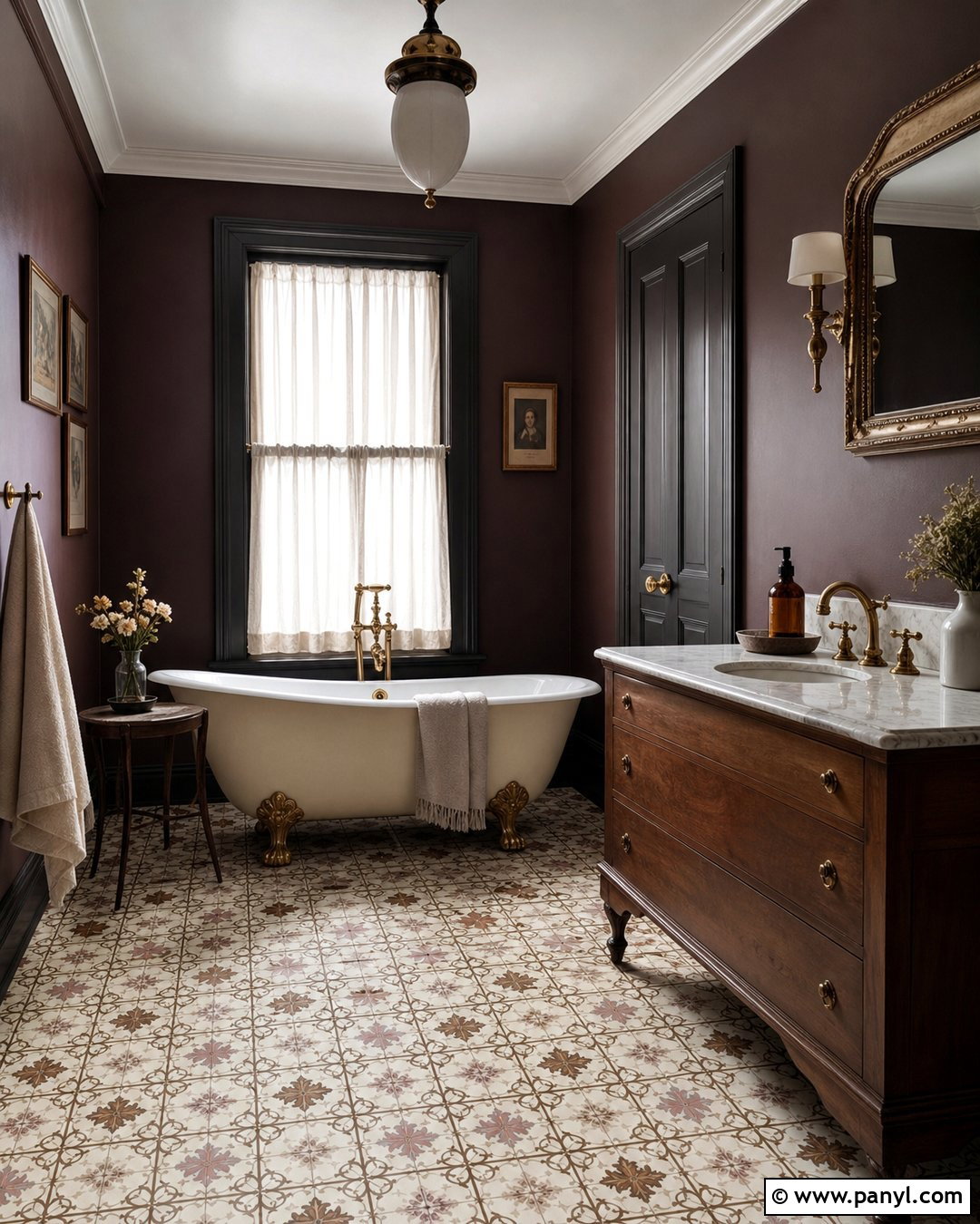 Plum Brown Bathroom Walls - 25 Dark Bathroom Wall Color Ideas