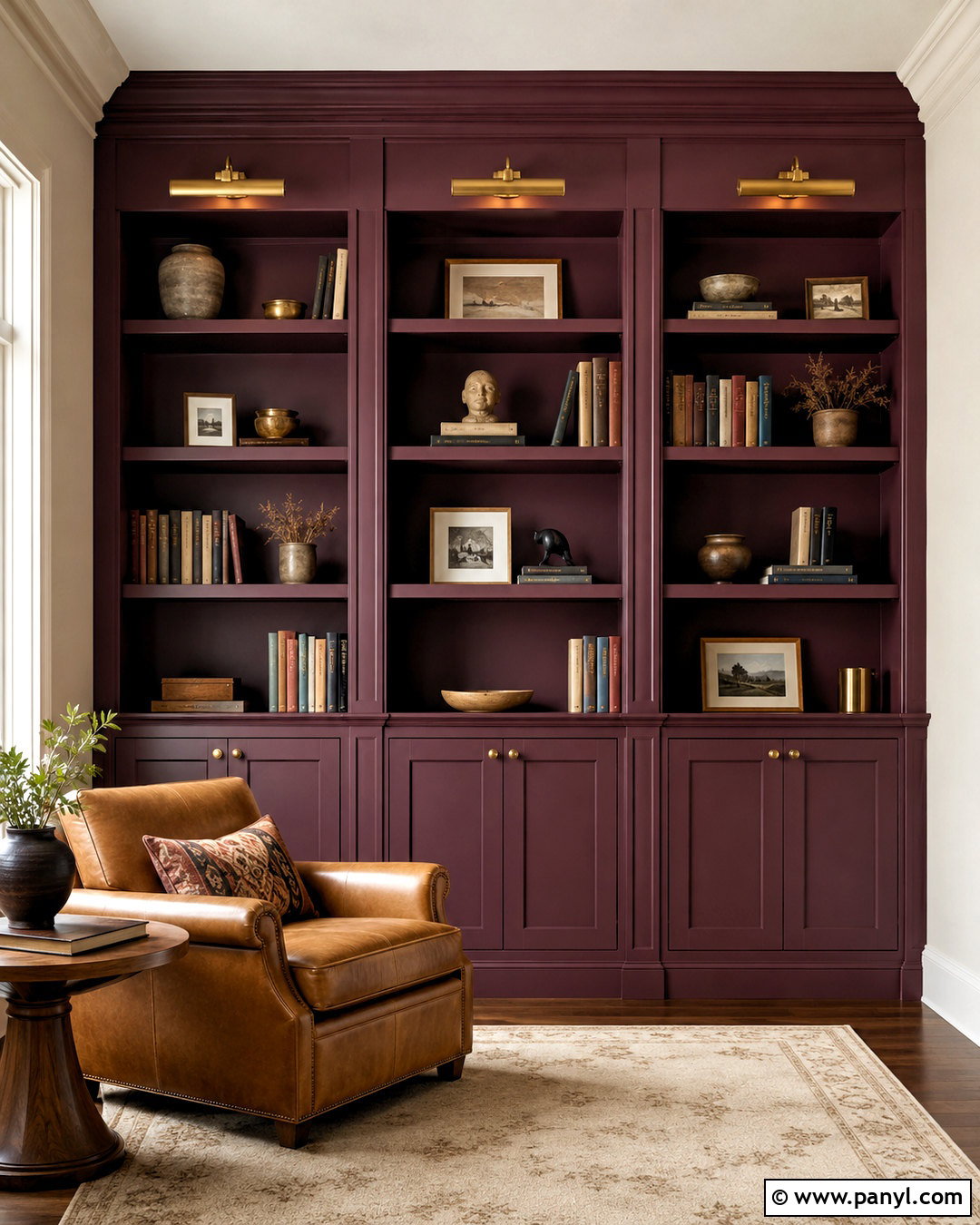 Plum Built-In Bookshelves - 20 plum decor ideas