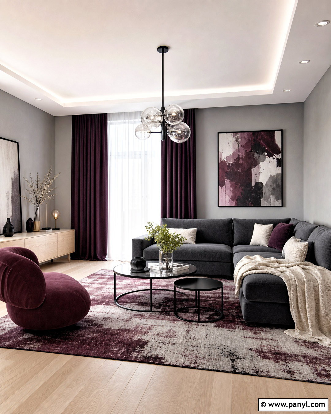Plum Charcoal And Soft Gray Palette - 20 plum color palette ideas