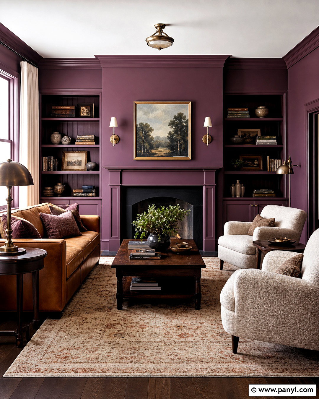 Plum Color Drenched Living Room - 20 plum living room ideas