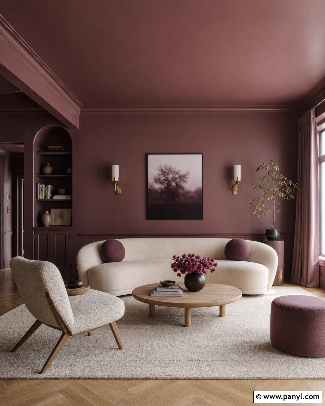 Plum Color Drenched Living Room - 35 royal paint wall design for living room ideas