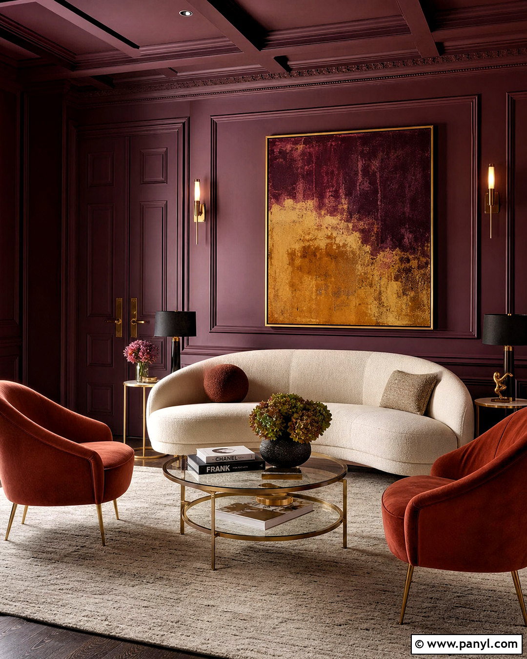 Plum Color-Drenched Sitting Room - 20 plum wall color ideas
