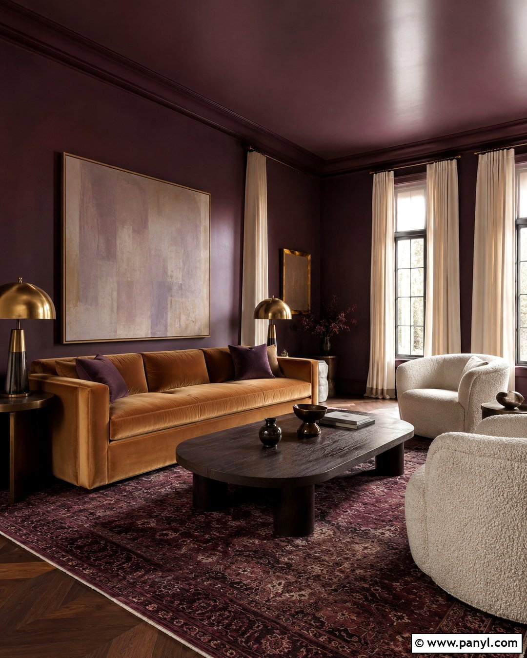 Plum Color-Drenched Walls - 20 Beautiful Painted Walls