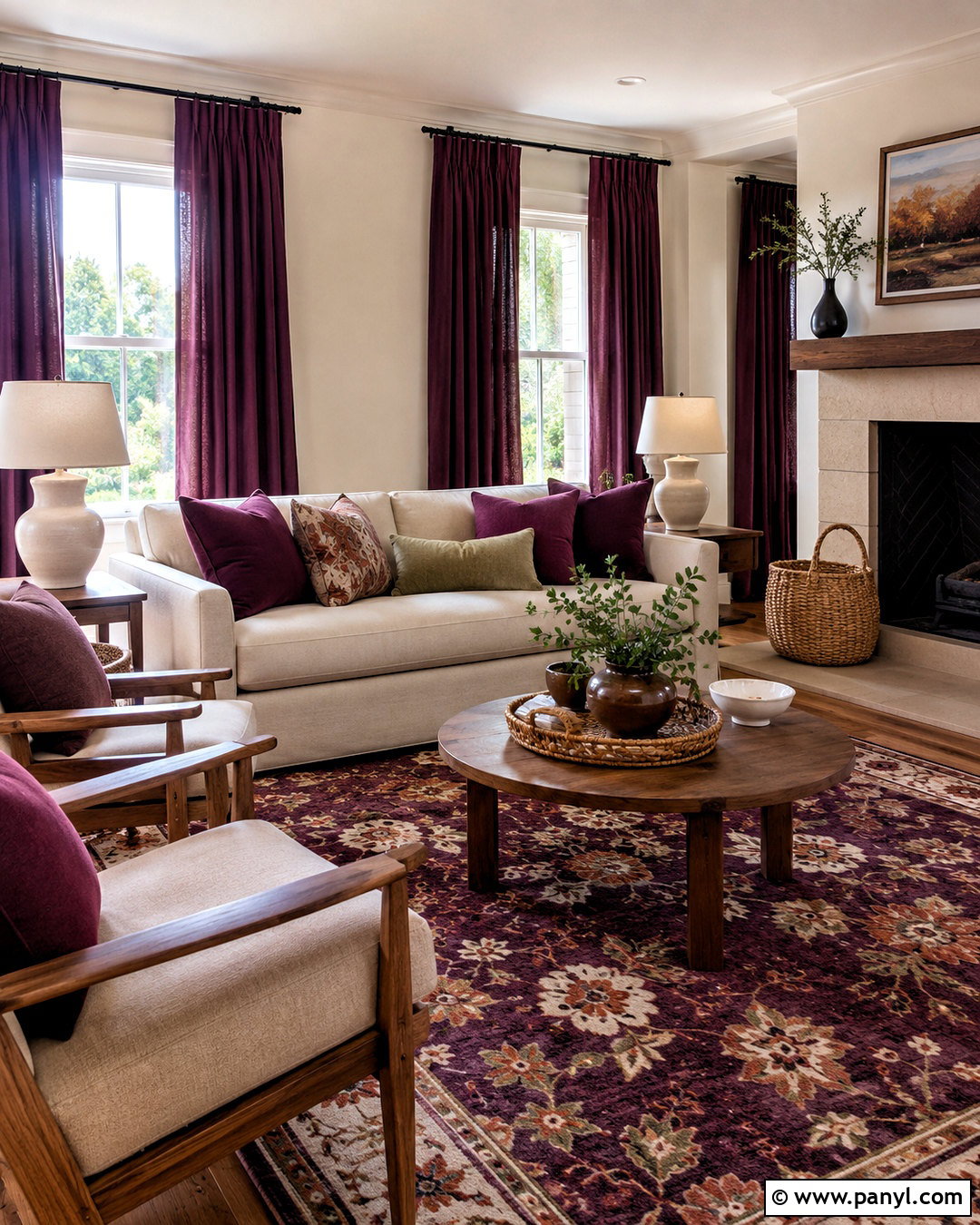 Plum Curtains And Rug - 20 plum decor ideas