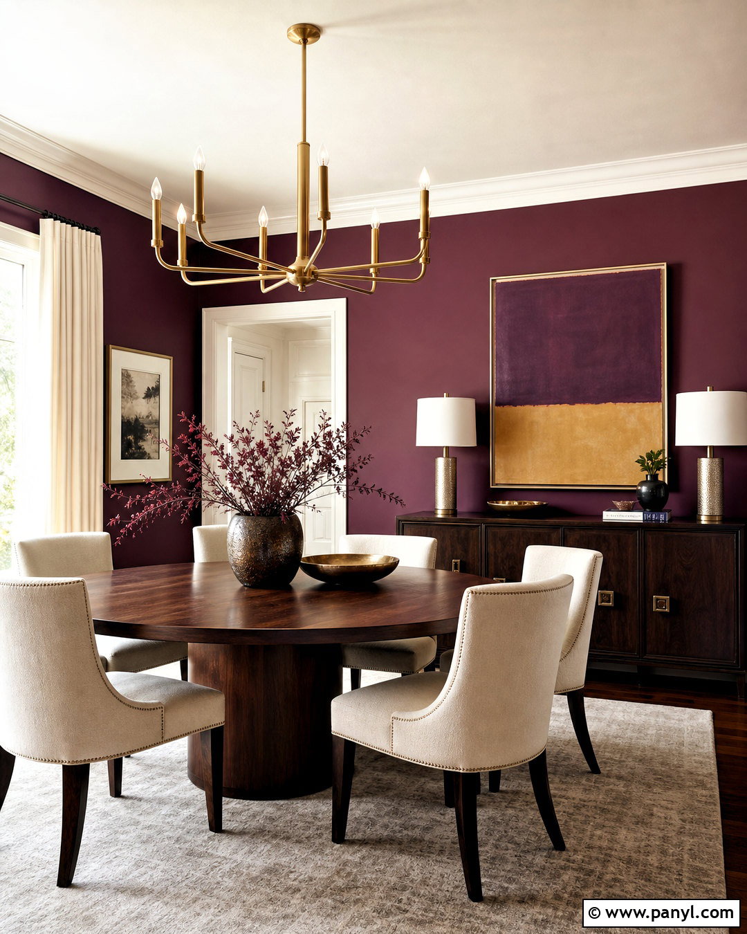 Plum Dining Room With Gold Accents - 20 plum wall color ideas