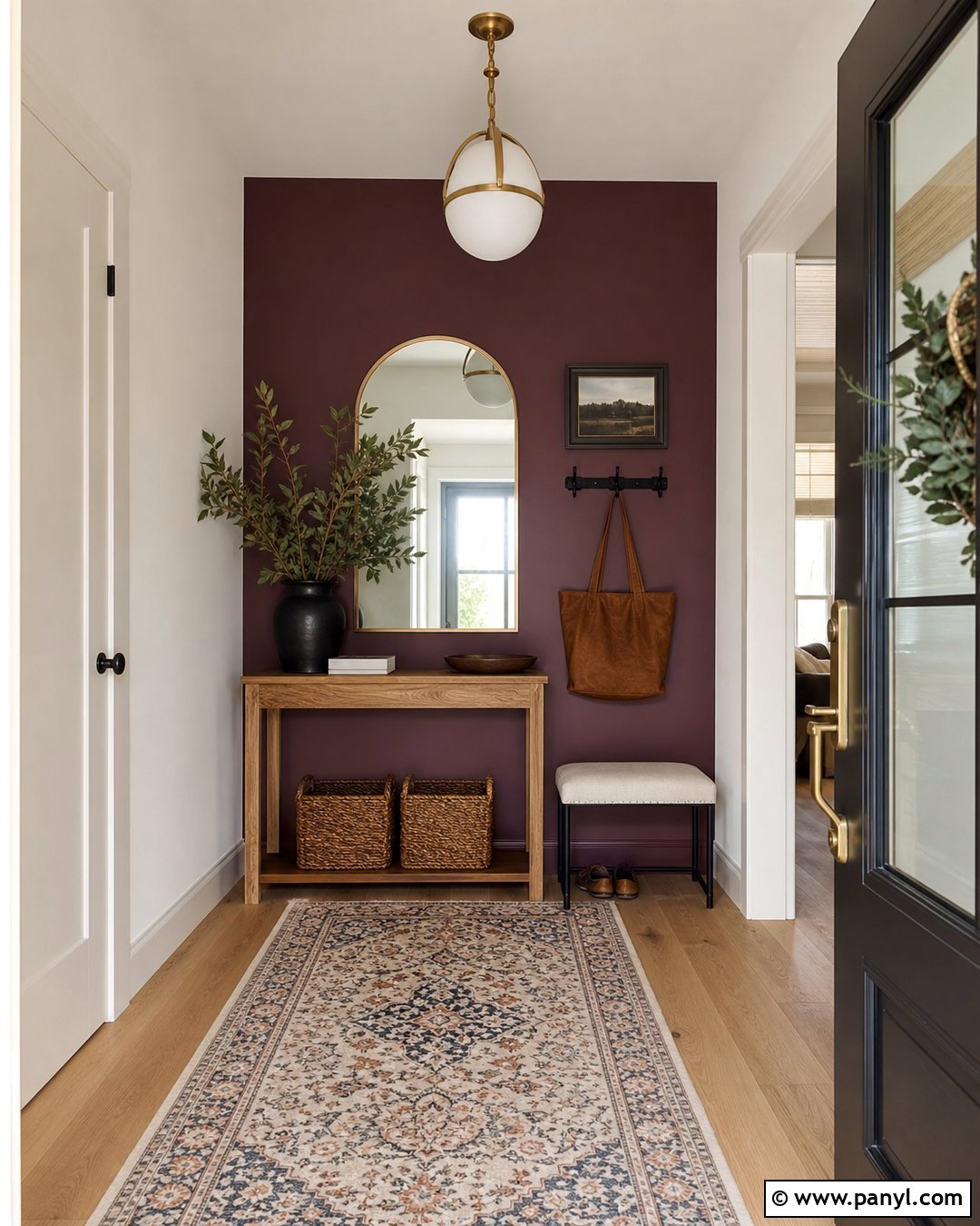 Plum Entryway Accent Wall - 35 colorful accent wall ideas