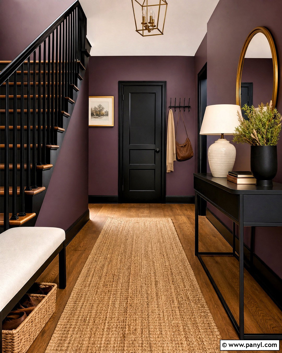 Plum Entryway With Black Trim - 20 plum wall color ideas