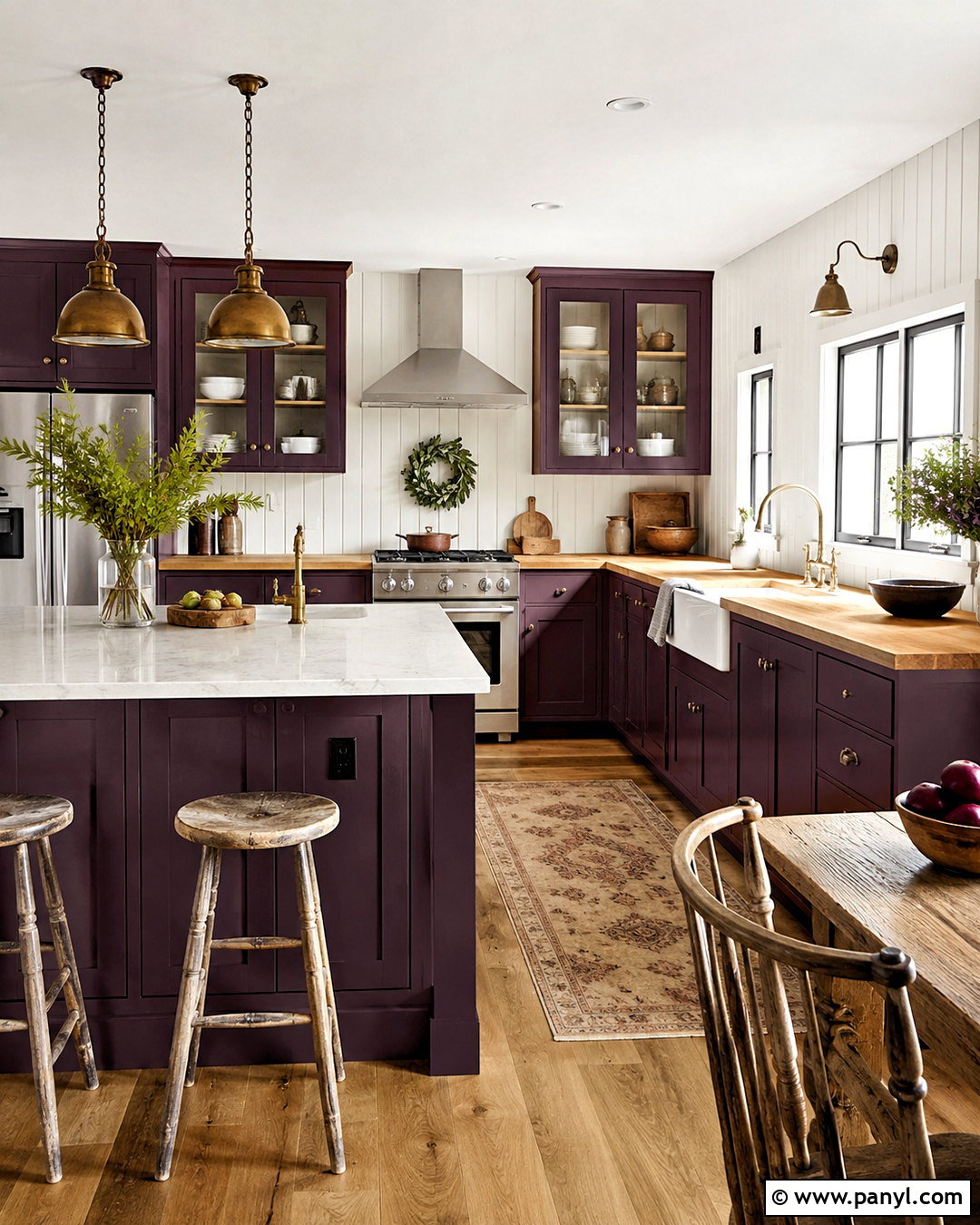 Plum Farmhouse Kitchen With Butcher Block - 20 plum kitchen ideas