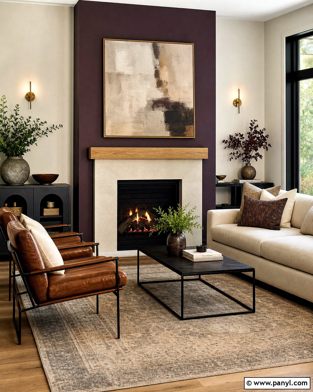 Plum Fireplace Wall With Stone Surround - 20 plum wall color ideas