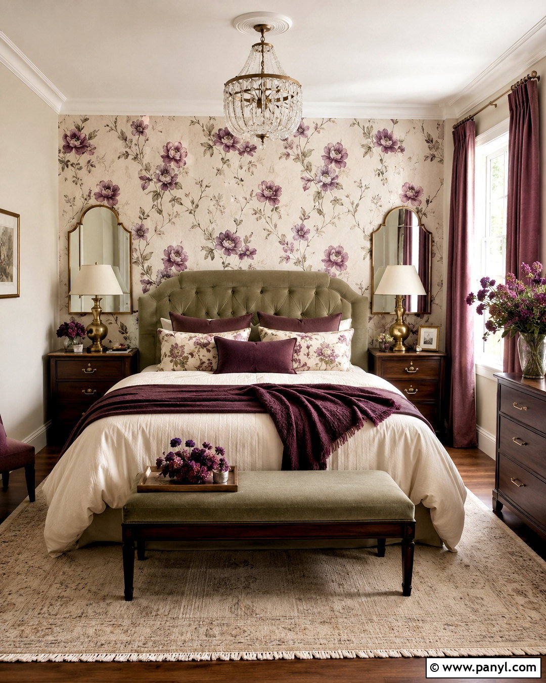 Plum Floral Bedroom - 20 plum room ideas