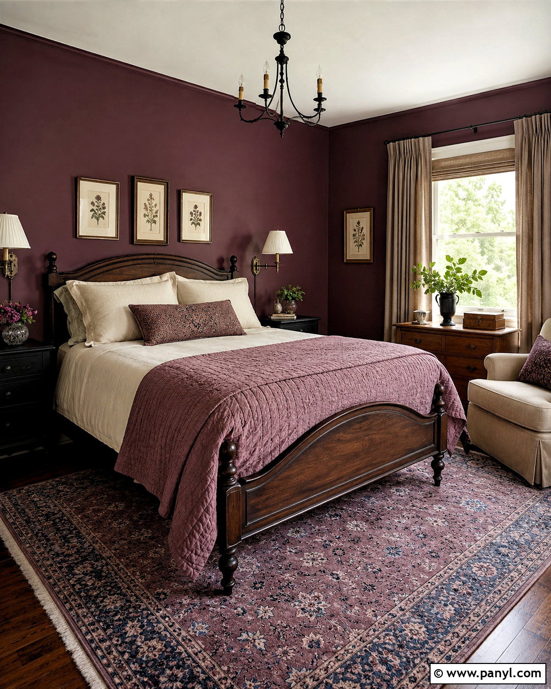 Plum Guest Bedroom - 20 dark moody interior design ideas