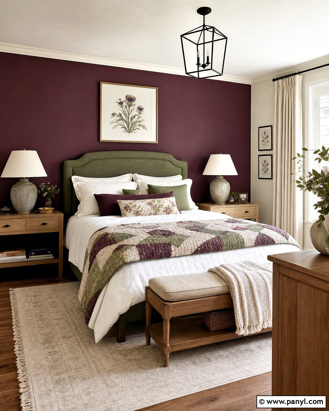 Plum Guest Room With Sage Green - 20 plum wall color ideas