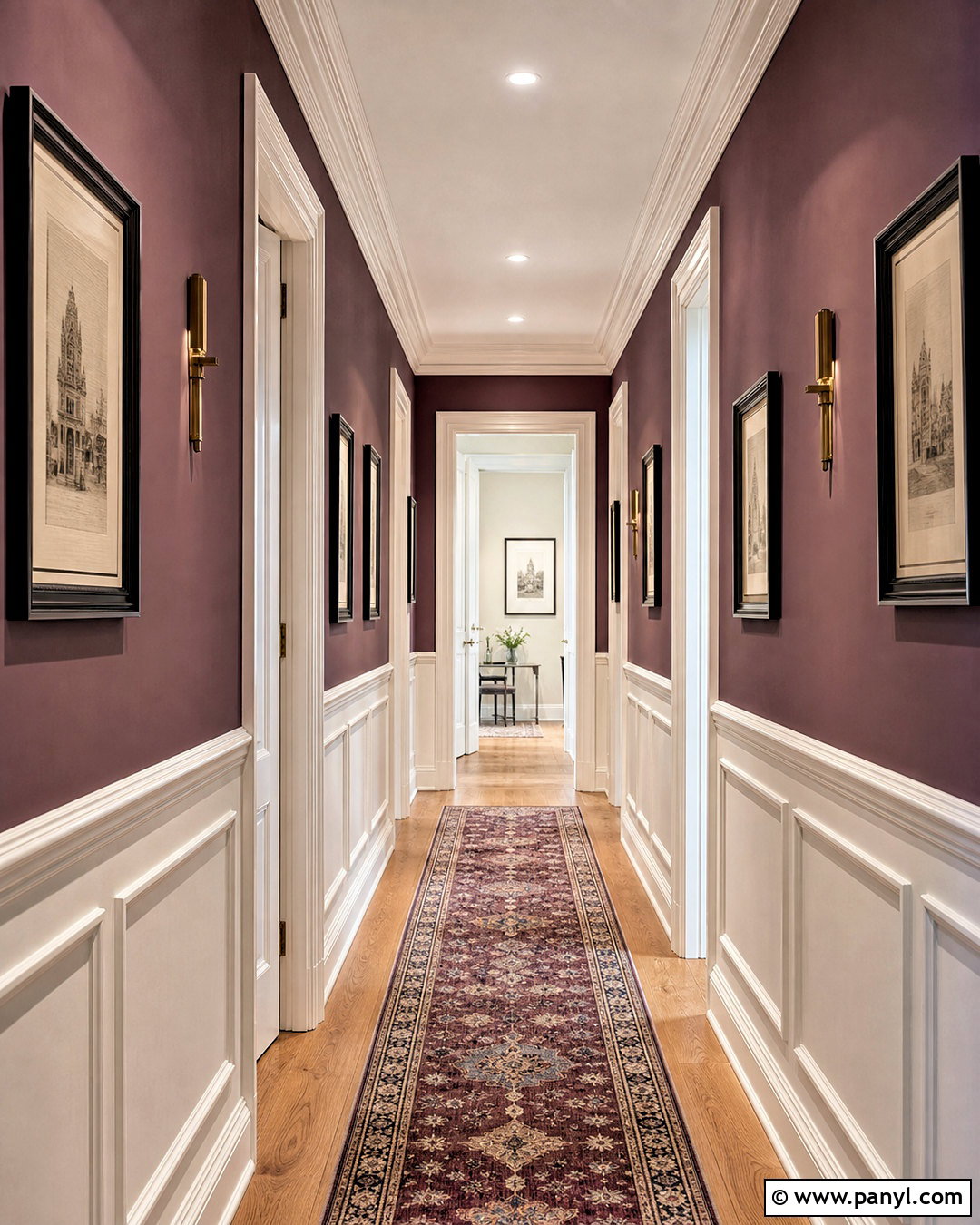 Plum Hallway With White Wainscoting - 20 plum wall color ideas