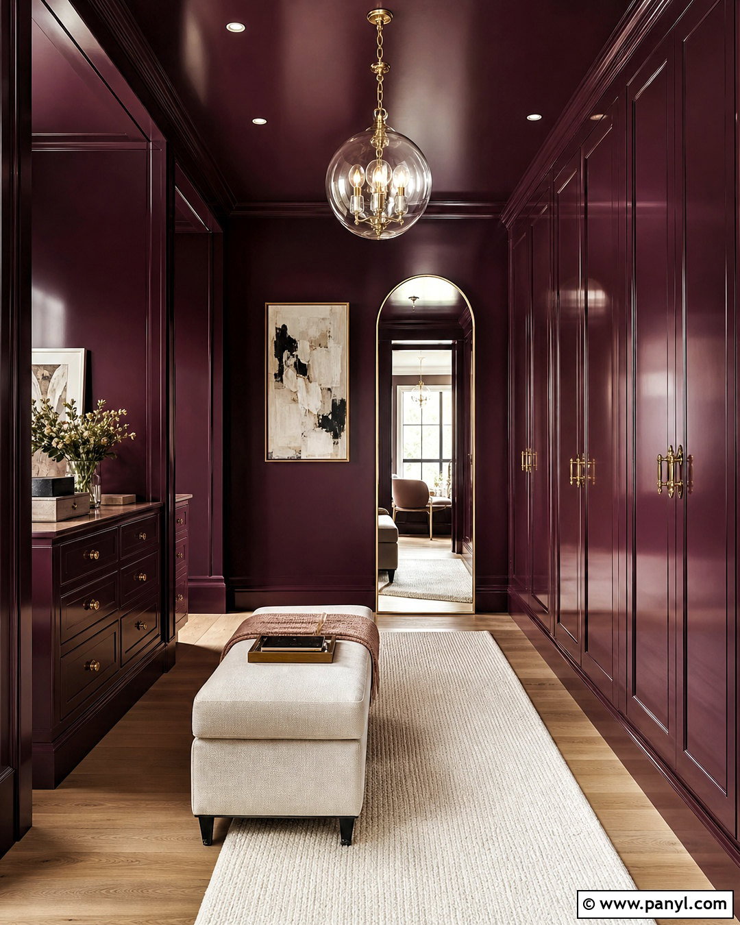Plum High Gloss Dressing Room Walls - 20 high gloss walls
