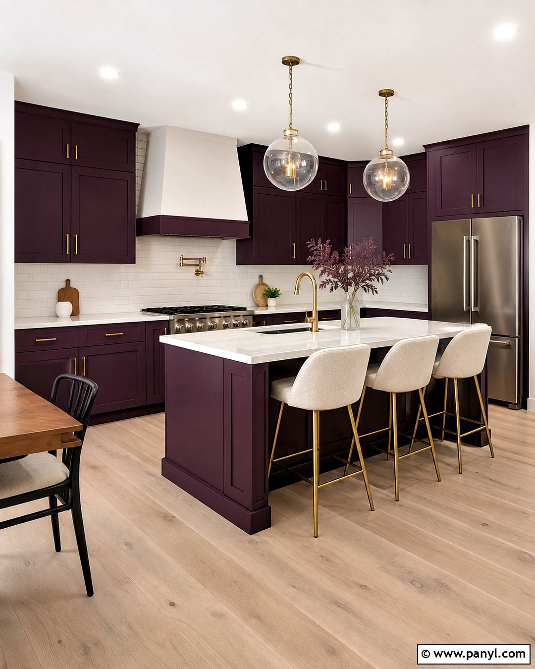 Plum Kitchen Cabinets With White Quartz - 20 plum kitchen ideas