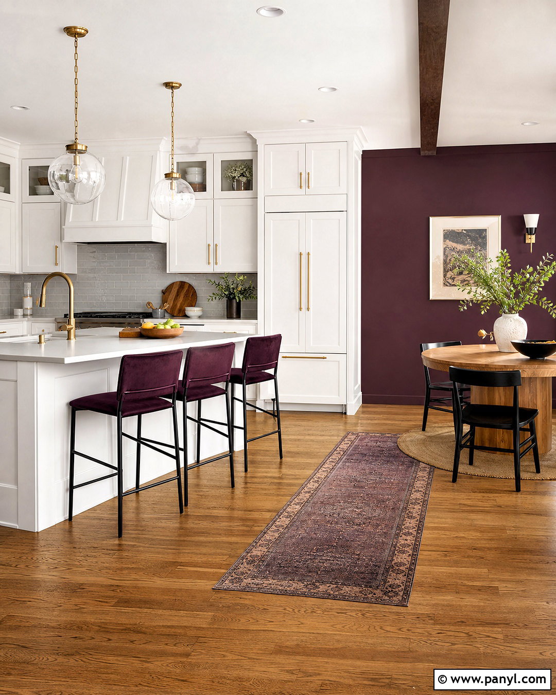 Plum Kitchen With White Cabinets - 20 plum wall color ideas