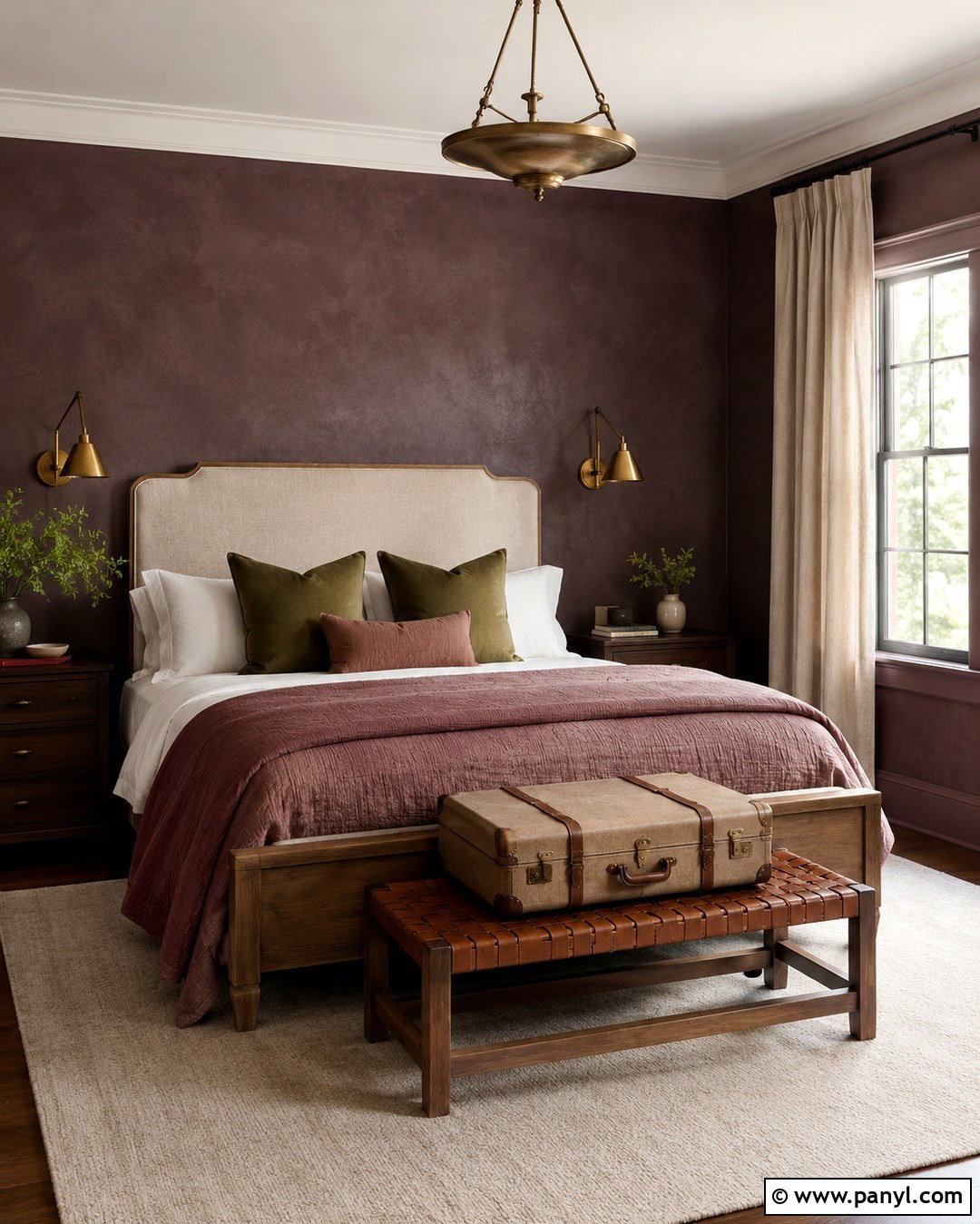 Plum Limewash Guest Bedroom - 20 Limewash Dark Wall Ideas