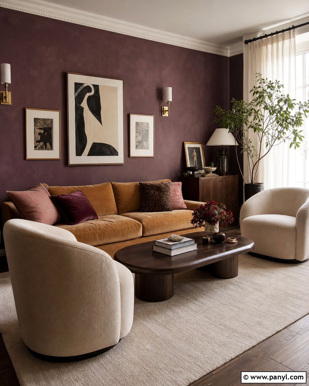 Plum Limewash Sitting Room - 35 Line Wash Walls