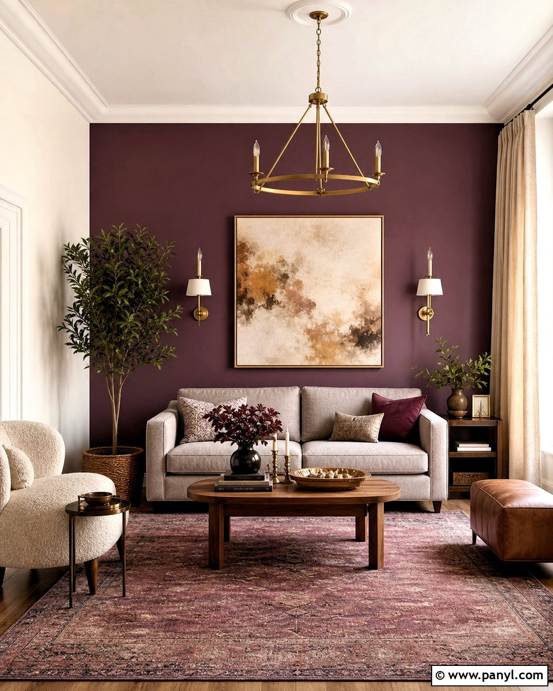 Plum Living Room Accent Wall - 20 accent wall colors living room ideas