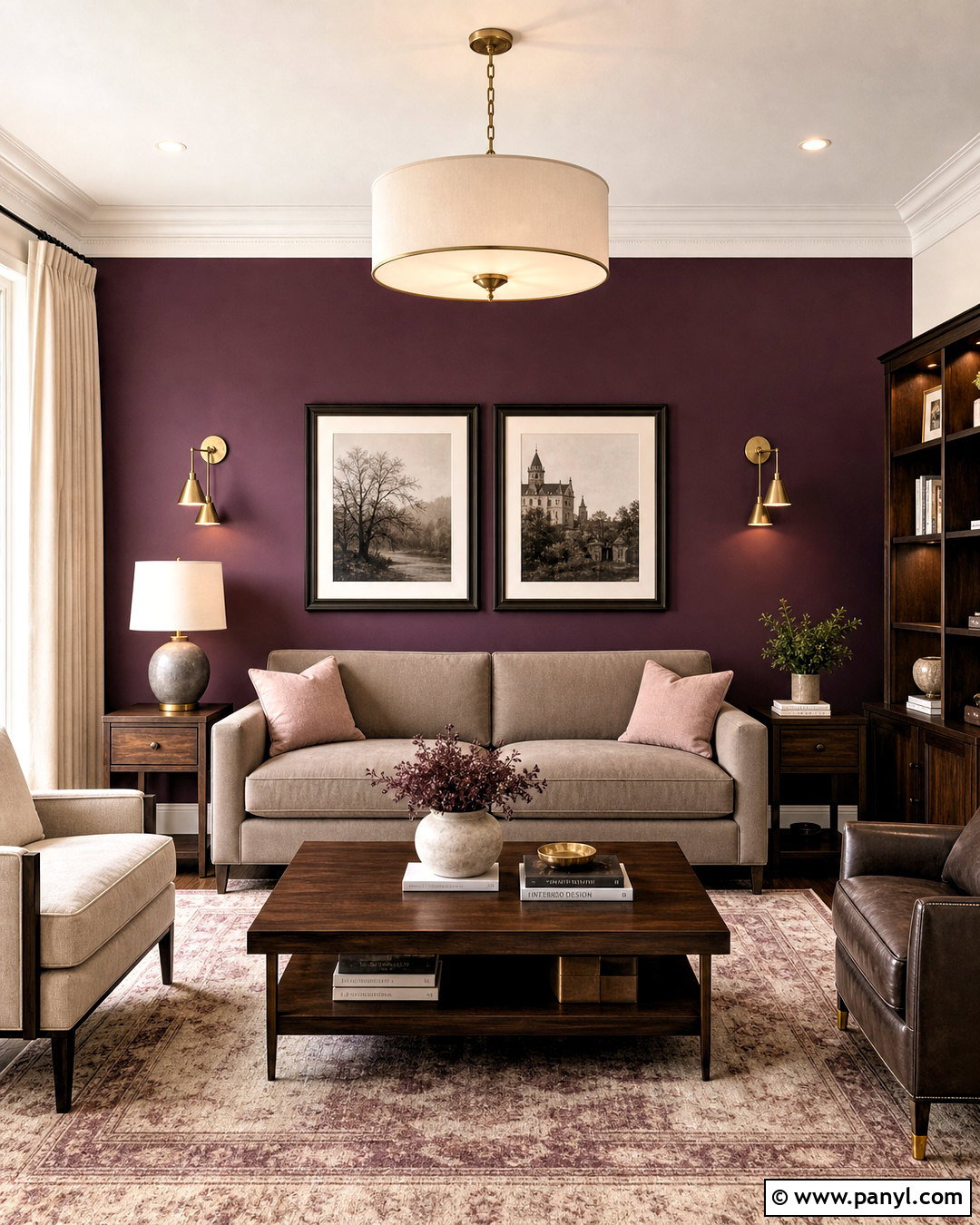 Plum Living Room Accent Wall - 20 accent color walls in living room ideas