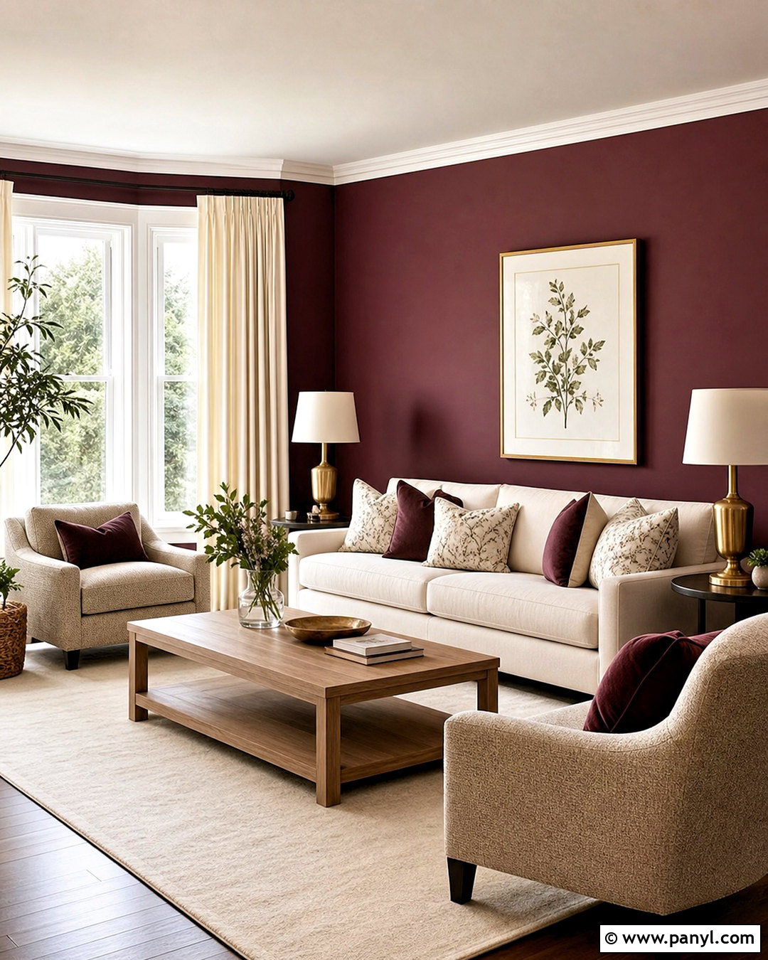 Plum Living Room With Cream Furniture - 20 plum wall color ideas