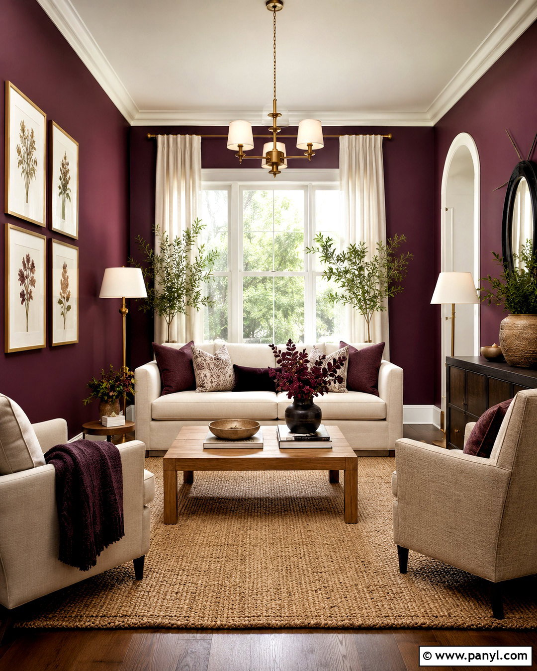 Plum Living Room With Cream Furniture - 20 plum decor ideas