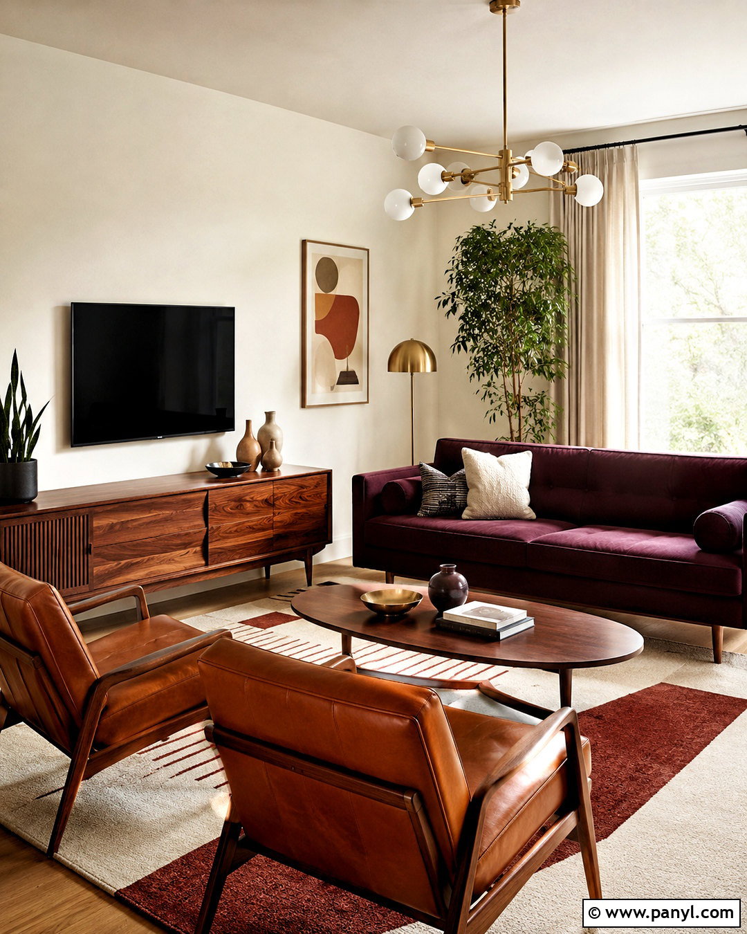Plum Midcentury Living Room - 20 plum room ideas