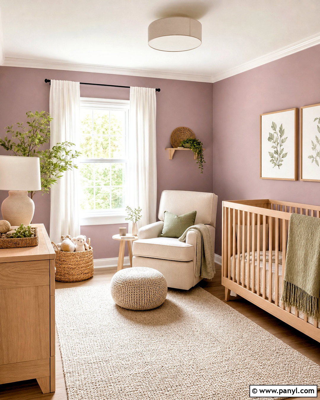 Plum Nursery With Light Wood Furniture - 20 plum wall color ideas