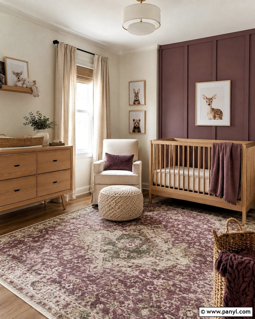Plum Nursery With Natural Wood - 20 plum decor ideas