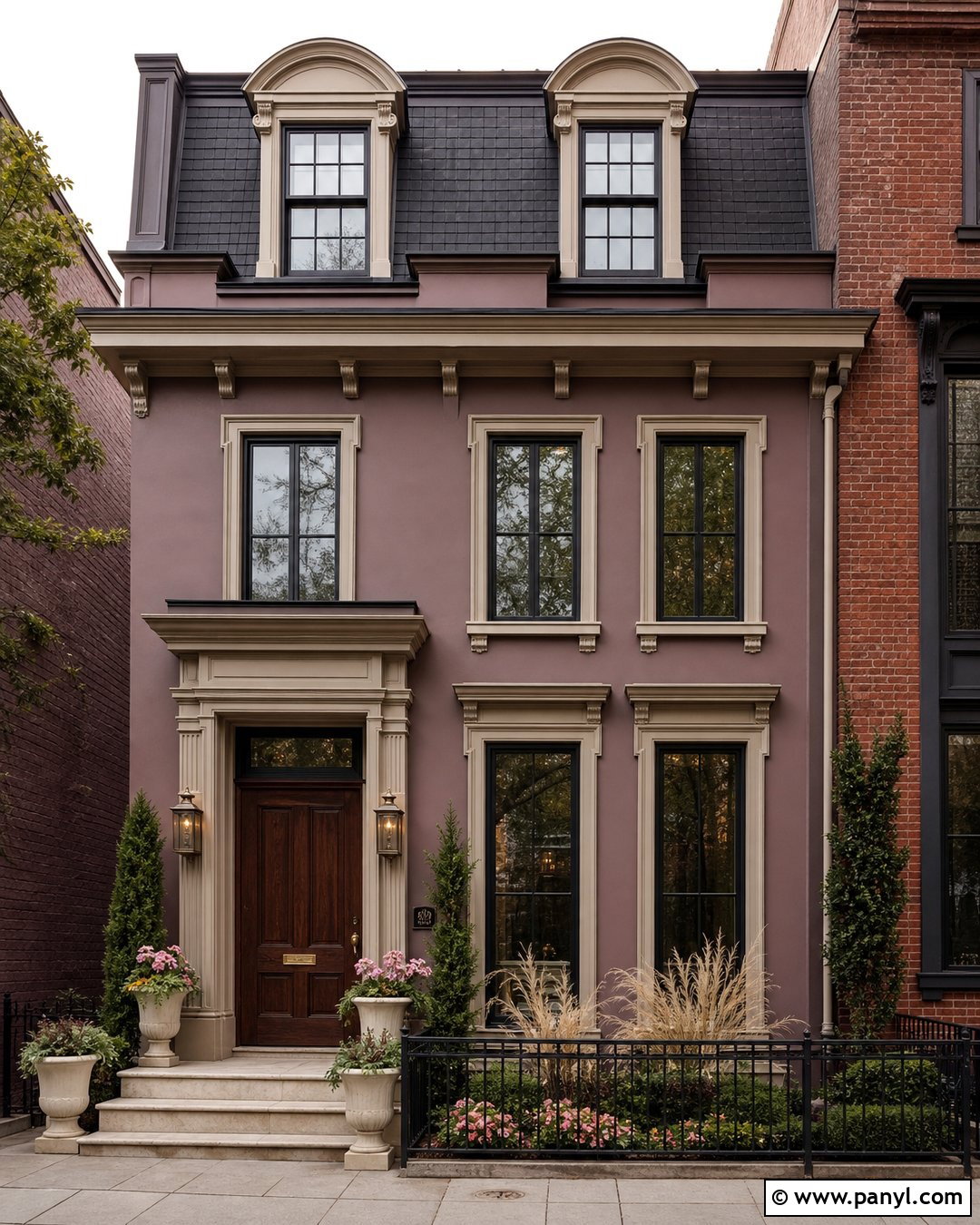 Plum Outside Wall Colour With Warm Beige - 35 outside wall colour ideas