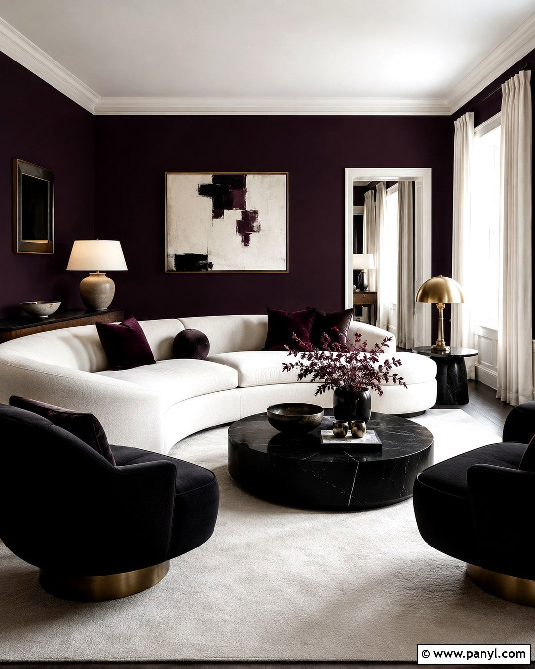 Plum Paint With Black And White - 20 Paint Colors That Go With Black And White Ideas