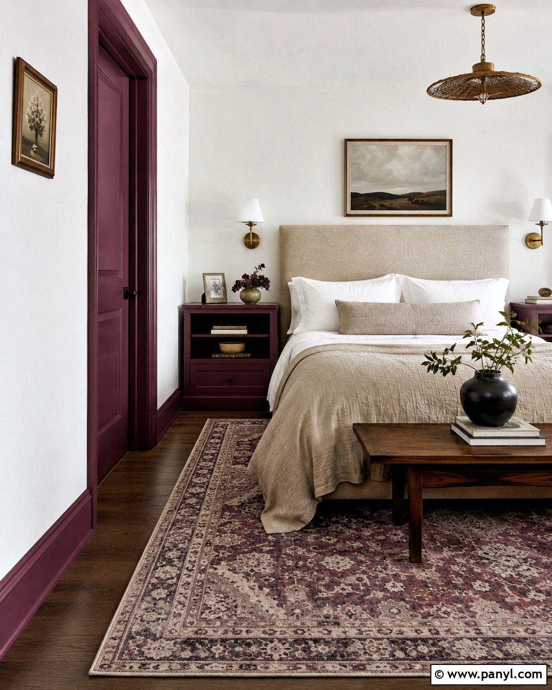 Plum Painted Skirting With White Walls - 20 White Walls Painted Skirting Ideas