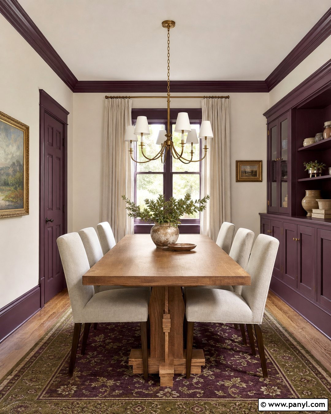 Plum Painted Trim With White Walls - 30 painted trim white walls