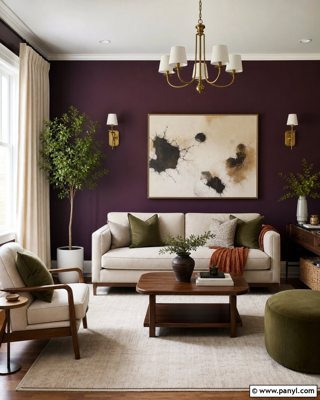 Plum Purple Accent Wall Living Room - 20 How To Style A Purple Accent Wall Ideas