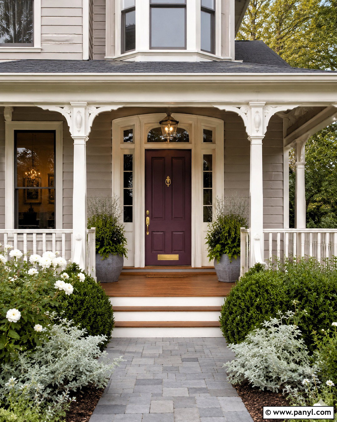 Plum Purple Front Door - 20 door colors for gray house ideas