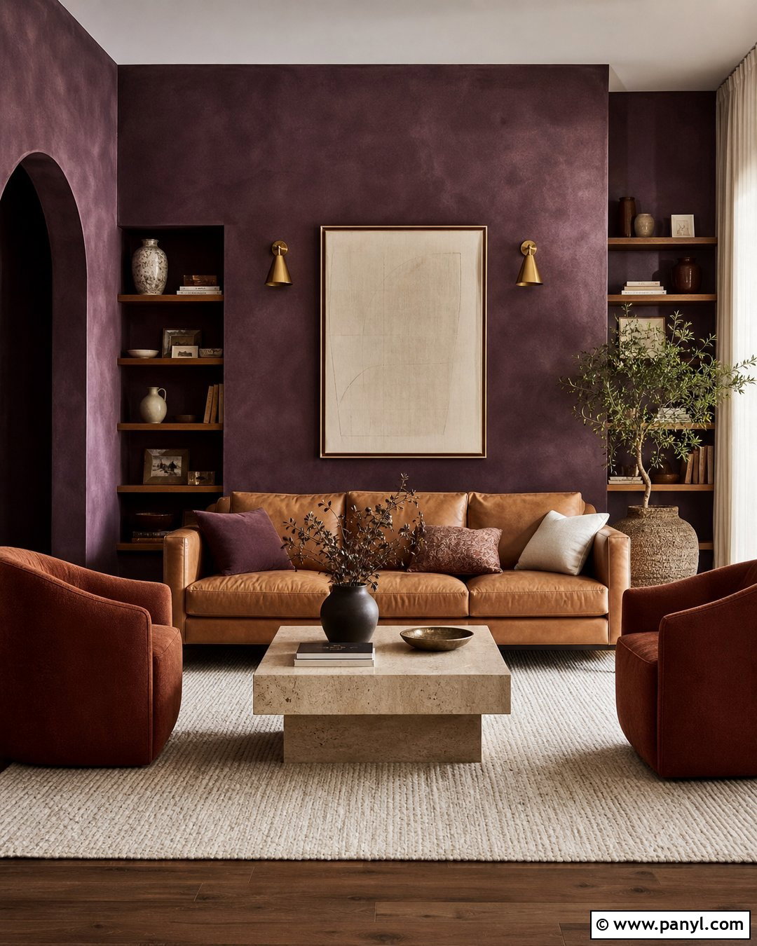 Plum Purple Limewash Living Room - 30 Purple Limewash Walls
