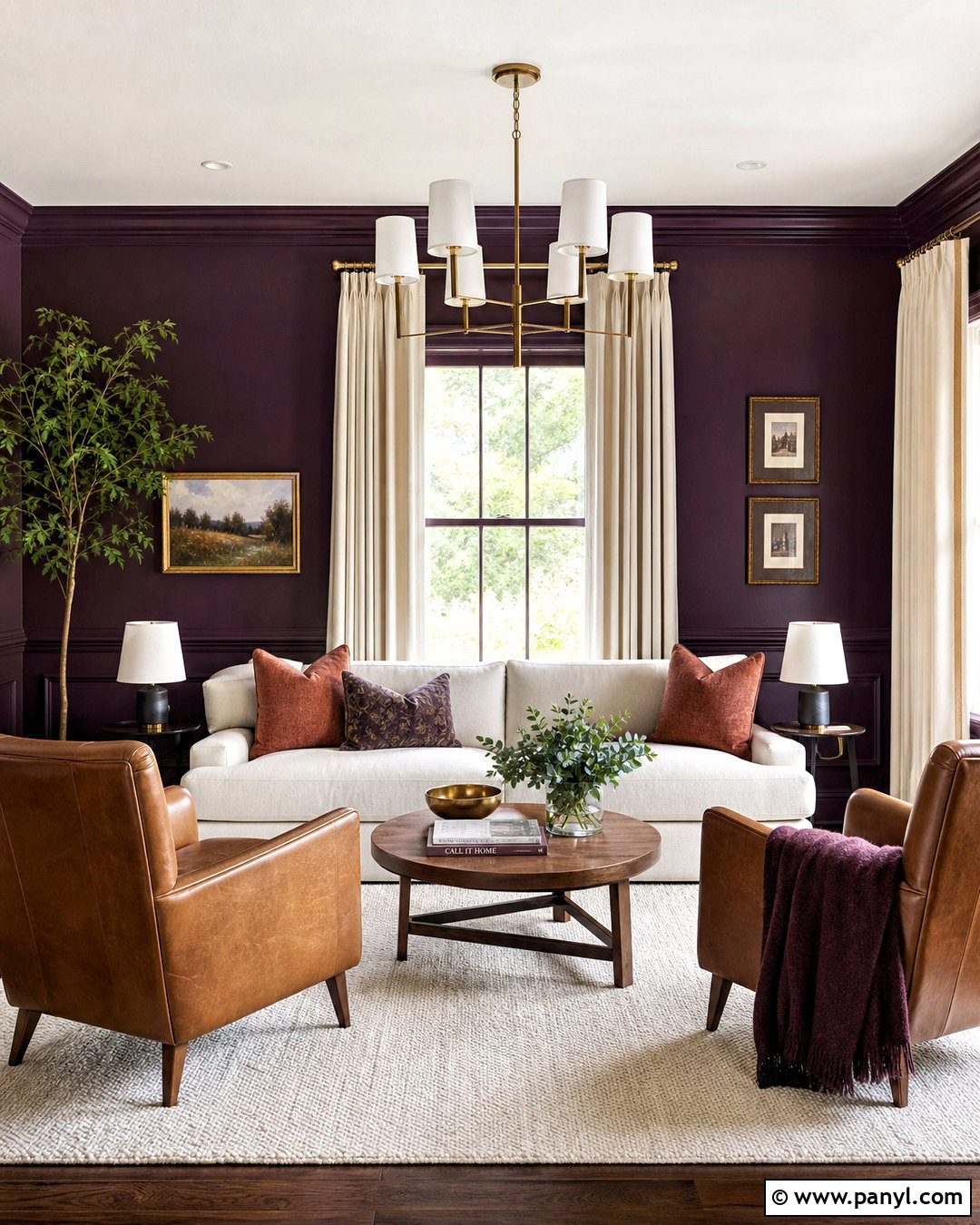 Plum Purple Living Room - 20 purple walls living room ideas